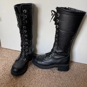 NaNa Black Overlay Pole Climber Boots